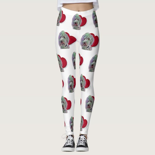 Love White Goldendole PopArt with Heart Leggings (Voorkant)