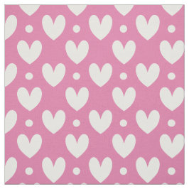 Love White Heart Polka Dots Pattern Pink Wenjr Stof