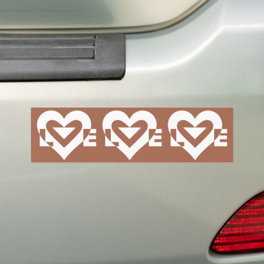 Love White on Brown Bumpersticker (Op auto)