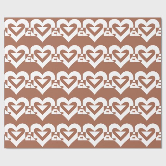 Love White on Brown Cadeaupapier (Vlak)