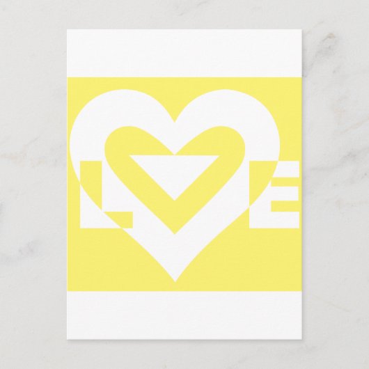 Love White on Yellow Briefkaart (Voorkant)