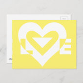 Love White on Yellow Briefkaart (Voorkant / Achterkant)