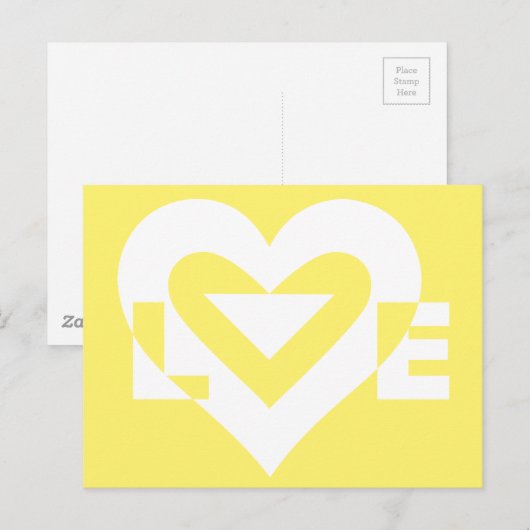 Love White on Yellow Briefkaart (Voorkant / Achterkant)