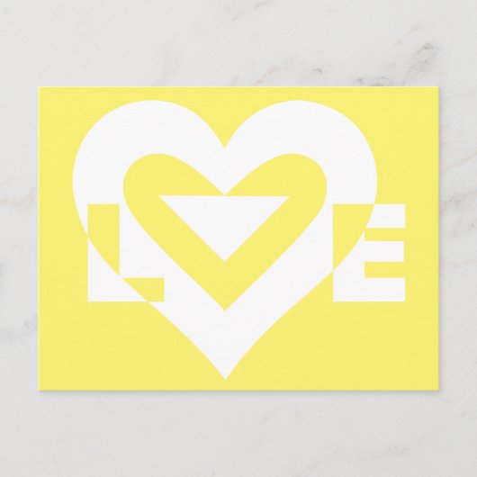 Love White on Yellow Briefkaart (Voorkant)