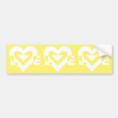 Love White on Yellow Bumpersticker (Voorkant)