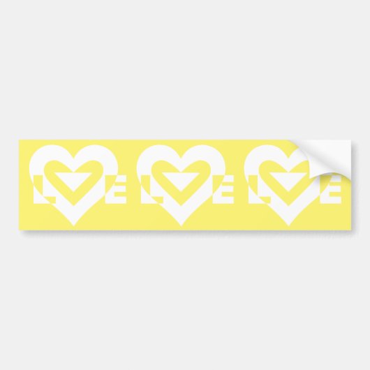 Love White on Yellow Bumpersticker (Voorkant)