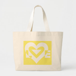 Love White on Yellow Grote Tote Bag