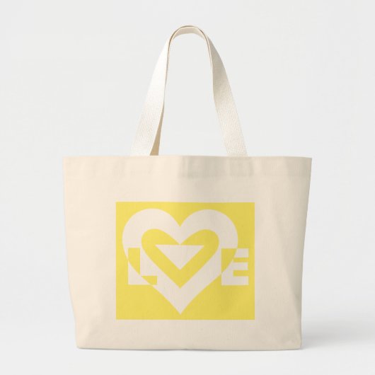 Love White on Yellow Grote Tote Bag (Voorkant)