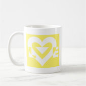 Love White on Yellow Koffiemok (Links)