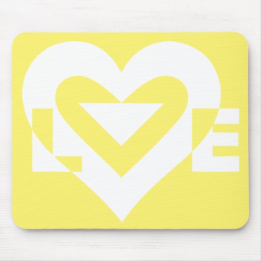 Love White on Yellow Muismat (Voorkant)