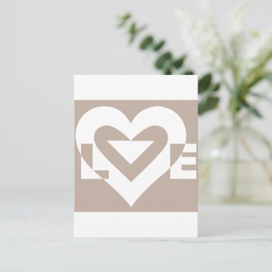 Love White op Grey Briefkaart (Staand voorkant)