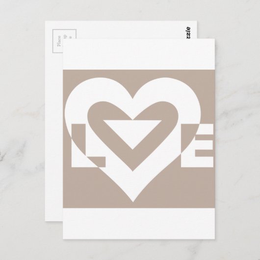 Love White op Grey Briefkaart (Voorkant / Achterkant)