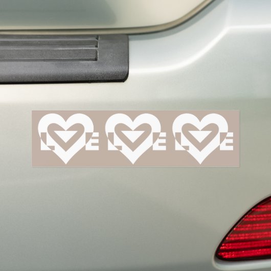 Love White op Grey Bumpersticker (Op auto)