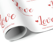 Love White Red Happy Valentijn Day Cadeaupapier (Rol Hoek)