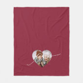 Love White Script Heart Photo Red Fleece Deken (Voorkant)