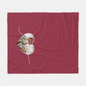 Love White Script Heart Photo Red Fleece Deken (Voorkant (Horizontaal))