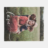 Love White Script Photo Overlay Fleece Deken (Voorkant (Horizontaal))