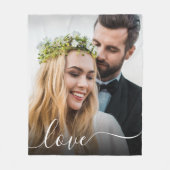 Love White Script Photo Overlay Wedding Fleece Deken (Voorkant)
