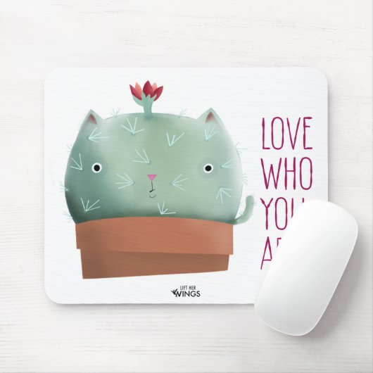 Love Who You Are Cactus Cat — Mouse Pad Muismat (Met muis)