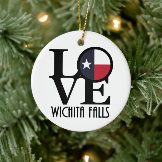 LOVE Wichita Herfsten, Texas Keramisch Ornament (Boom)
