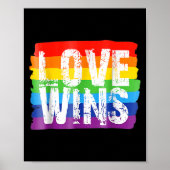 Love Win Rainbow Peace Sign Pride Lesbian Poster (Voorkant)