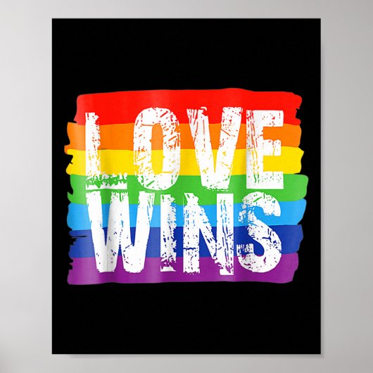  Love Win Rainbow Peace Sign Pride Lesbian Poster (Voorkant)