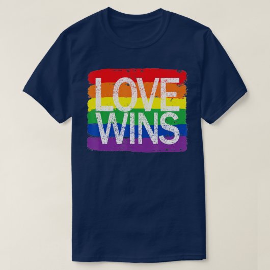 Love Win Rainbow Peace Sign Pride Lesbian T-shirt (Design voorkant)