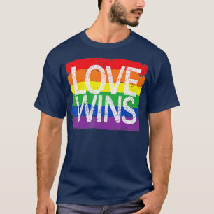  Love Win Rainbow Peace Sign Pride Lesbian T-shirt
