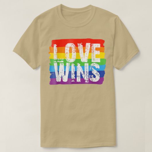 Love Win Rainbow Peace Sign Pride Lesbian T-shirt (Design voorkant)