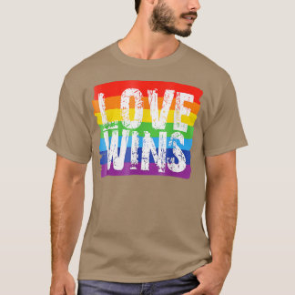  Love Win Rainbow Peace Sign Pride Lesbian T-shirt