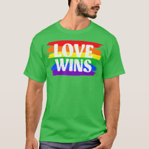  Love Win Rainbow Peace Sign Pride Lesbian T-shirt