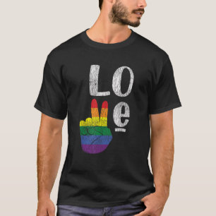  Love Win Rainbow Peace Sign Pride Lesbian T-shirt