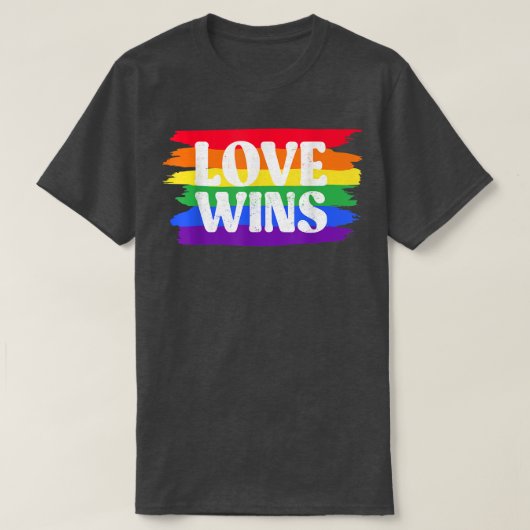  Love Win Rainbow Peace Sign Pride Lesbian T-shirt (Design voorkant)