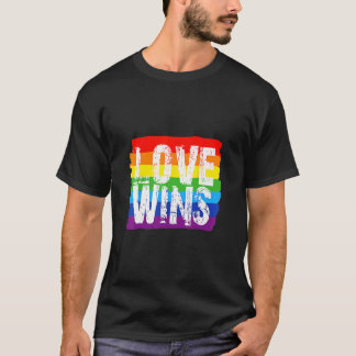 Love Win Rainbow Peace Sign Pride Lesbian T-shirt