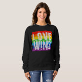 Love Win Rainbow Peace Sign Pride Lesbian Trui (Voorkant volledig)