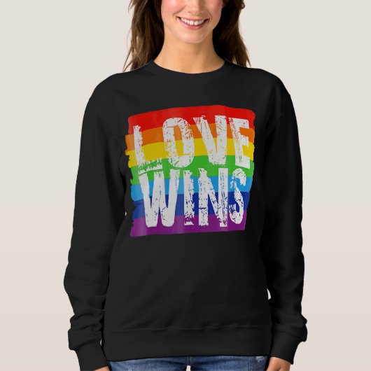  Love Win Rainbow Peace Sign Pride Lesbian Trui (Voorkant)