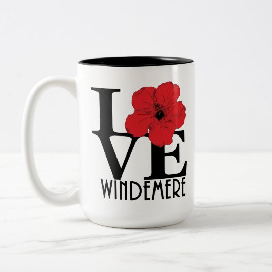 LOVE Windemere Red Hibiscus 15oz Tweekleurige Koffiemok (Links)