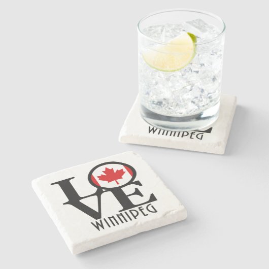 LOVE Winnipeg Stenen Onderzetter (Zijkant)