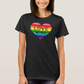 Love Wins Black Rainbow Heart Pride Month T-shirt (Voorkant)