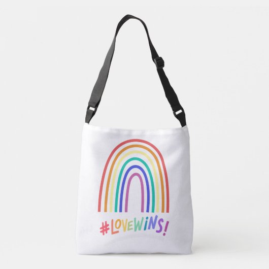 Love Wins Fun Rainbow Text bag Crossbody Tas (Achterkant)