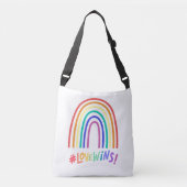 Love Wins Fun Rainbow Text bag Crossbody Tas (Voorkant)