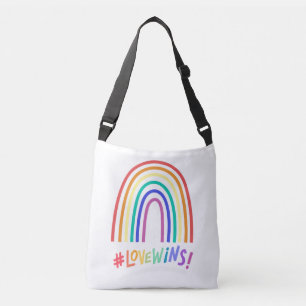 Love Wins Fun Rainbow Text bag Crossbody Tas