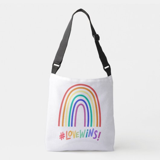 Love Wins Fun Rainbow Text bag Crossbody Tas (Voorkant)