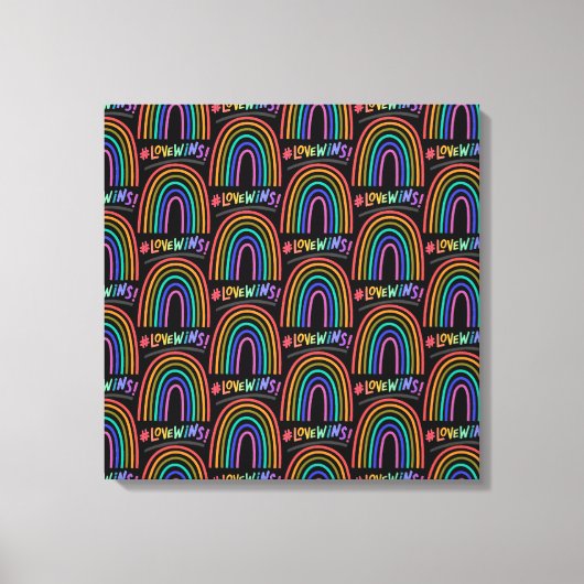 Love Wins Fun Rainbow Text Canvas Afdruk (Voorkant)