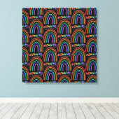 Love Wins Fun Rainbow Text Canvas Afdruk (Insitu (Houten vloer))