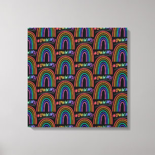 Love Wins Fun Rainbow Text Canvas Afdruk