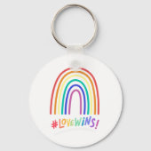 Love Wins Fun Rainbow Text Sleutelhanger (Voorkant)
