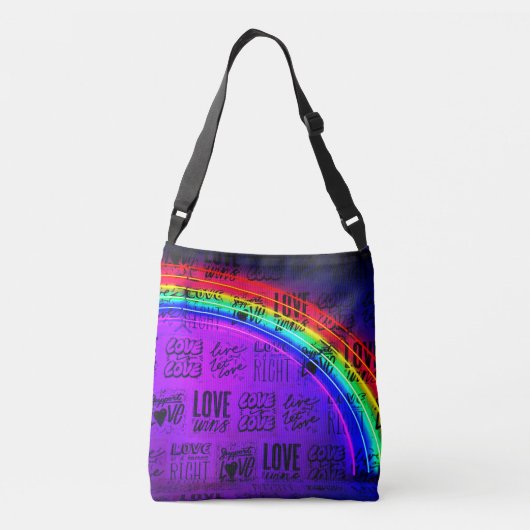 Love Wins Gay Pride LBGQT Rainbow Crossbody Tas (Achterkant)