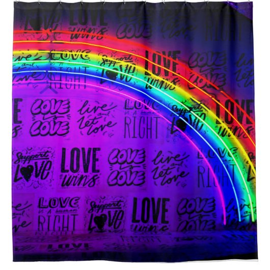 Love Wins Gay Pride LBGQT Rainbow Douchegordijn (Voorkant)