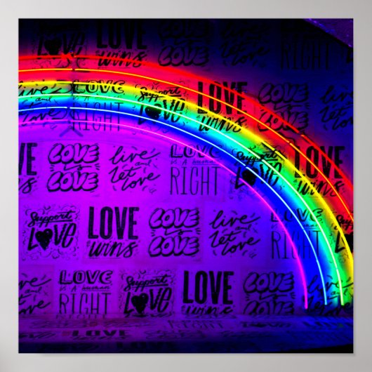 Love Wins Gay Pride LBGQT Rainbow Poster (Voorkant)